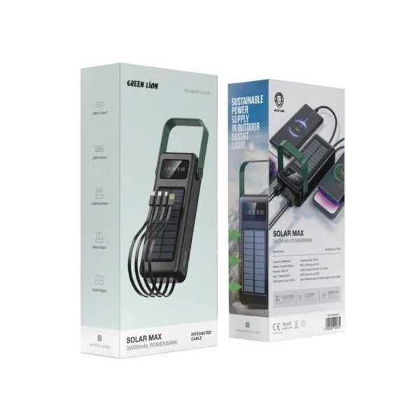 پاوربانک خورشیدی Green Lion 30000 mAh مدل Solar Portable